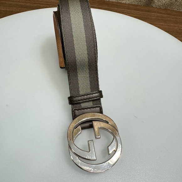 Gucci Other - Gucci Green and Silver Belt with GG Logo Buckle 85/34